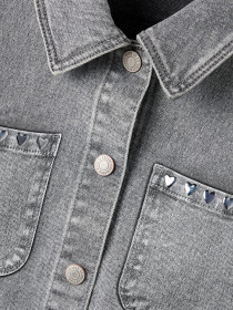 NAME IT Denim Schaket Everlyn Light Grey Denim Heart Studs